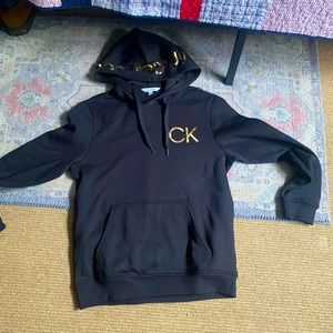 Calvin Klein Mens black and gold hoodie